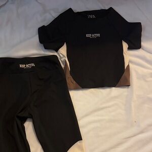 Zara Black and Brown Activewear Set